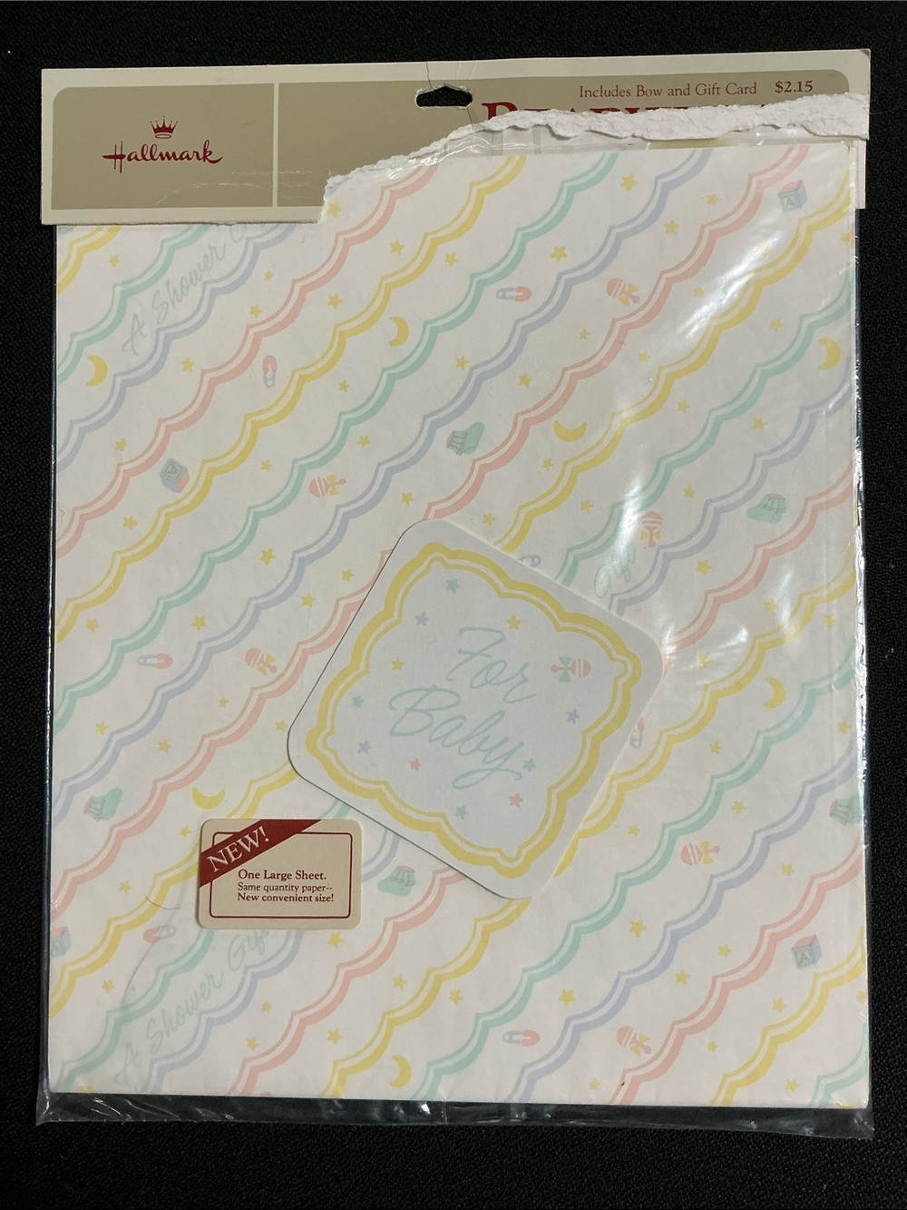 Vintage Hallmark Pastel Baby Shower Gift Wrap - Multi-Color